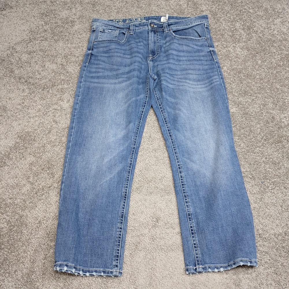 Axel Slim Boot Jeans Mens 38x30 Medium Wash Embroidered Flap Pockets‎ Denim